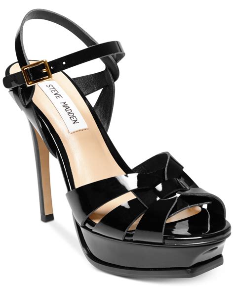 steve madden black sandals heels|steve madden black patent heels.